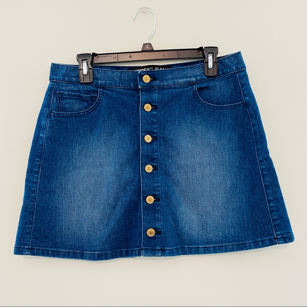 Express Jeans Medium Wash Denim Mini Skirt Size 8